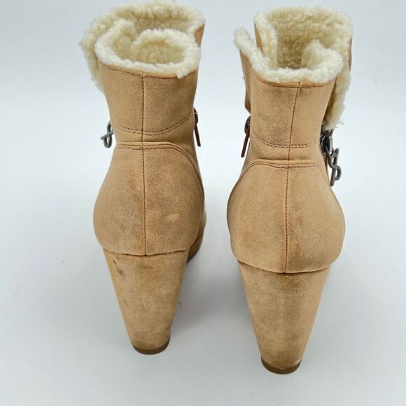 Parker & Sky Ankle Booties Women’s size 10 Khaki color. Sherpa lining. Zipper - Picture 11 of 13